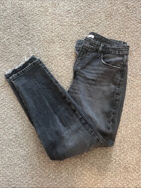 Good American Washed Black High-Rise Straight Jeans